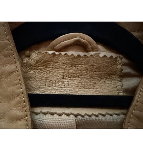 Claude Montana Ideal Cuir 1980s Tan Leather Bomber Jacket US size 10 - Picture 3 of 8